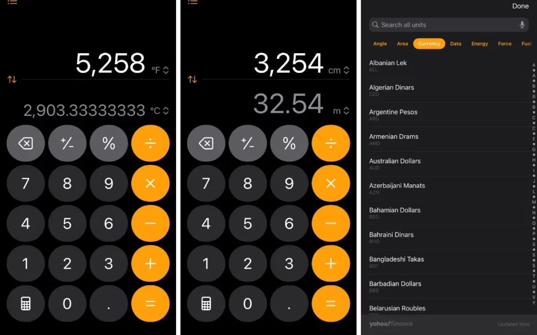 iOS 18: une calculatrice convertisseur